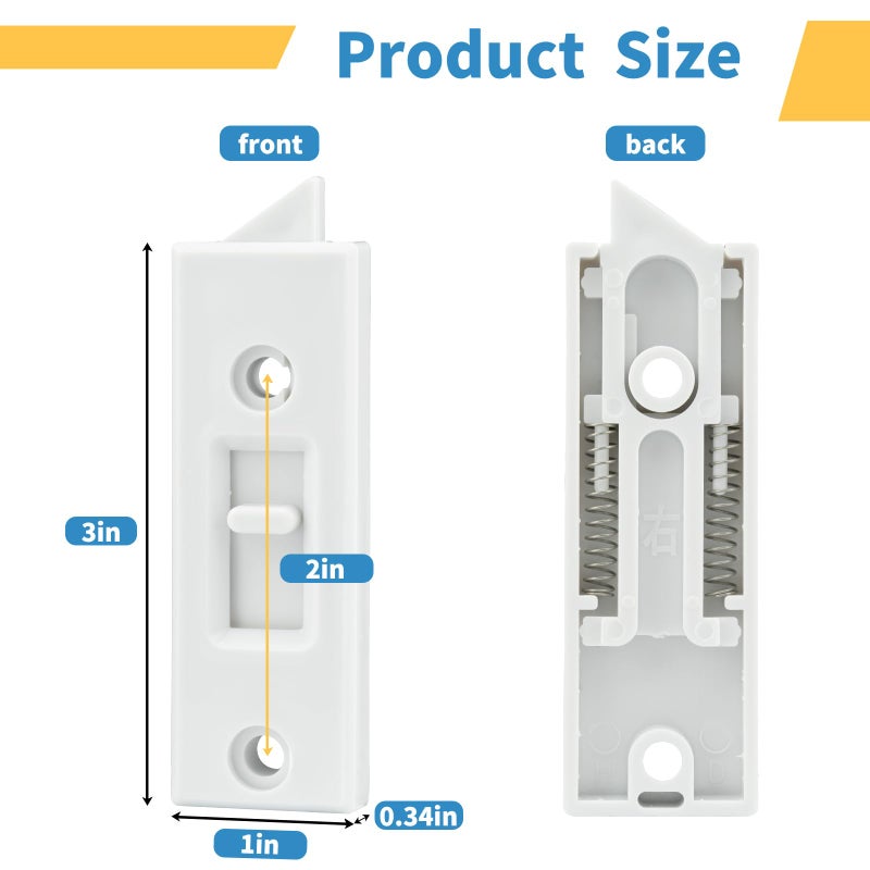 JPKTA 24 Pcs Window Latch Locks Spring Loaded Window Tilt Latch Replacement Part by JPKTA,Vinyl Plastic Construction,Window Parts and Hardware 2 Inch Hole Center Spacing Sliding Lock White - Image 2